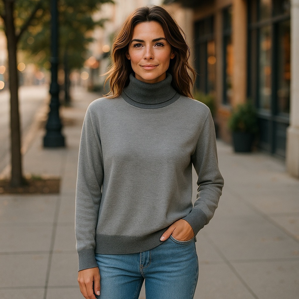Club Monaco Grey 100% Cashmere Turtleneck Sweater Size S Cozy Casual Fall